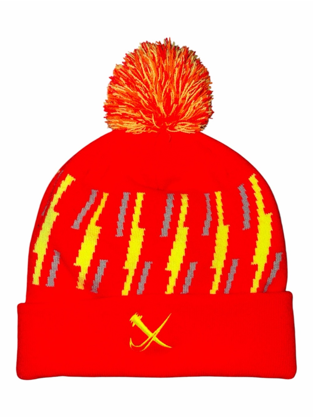 Nike Neon Orange Cross Regionals Knit Beanie with removable Pom Pom